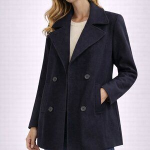 Vintage SBI by Bitterman Wool Peacoat Navy Blue Red Lining Size 5-6 Yugoslavia